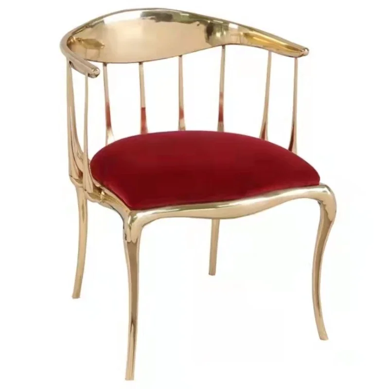 

Modern Copper Art Creative Velvet Upholstery High-end Living Room Chair Single Chair Luxury Brass Legs Dining Chair