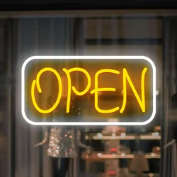 Neon Open Sign, Open Neon Light Signs for Business Window With Adjustable Brightness, Powered by USB with Switch 42*21.4cm