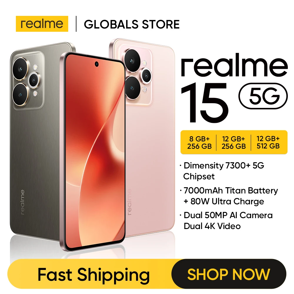 Смартфон Realme 15 5G Размер 7300 + 5G Чипсет Аккумулятор 7000 мАч Зарядка 80 Вт Двойная 50-мегапиксельная камера AI 6,77 дюйма 144 Гц AMOLED-дисплей NFC Смартфон Realme 15 5G Размер 7300 + 5G Чипсет Аккумулятор 7000 мАч Зарядка 80 Вт Двойная 50-мегапиксельная камера AI 6,77 дюйма 144 Гц AMOLED-дисплей NFC