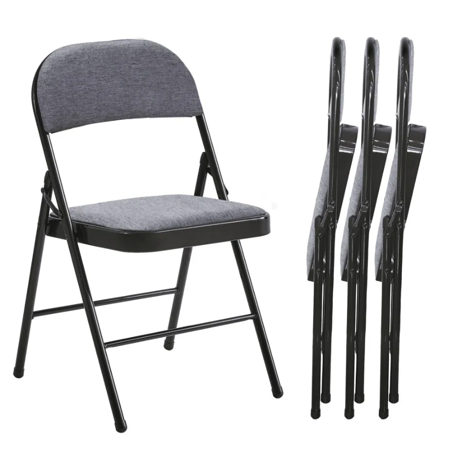 

4 Pack Folding Chairs with Padded Seats for Outdoor and Indoor, Metal Foldable Chairs with Durable Steel Frame for Events Offic