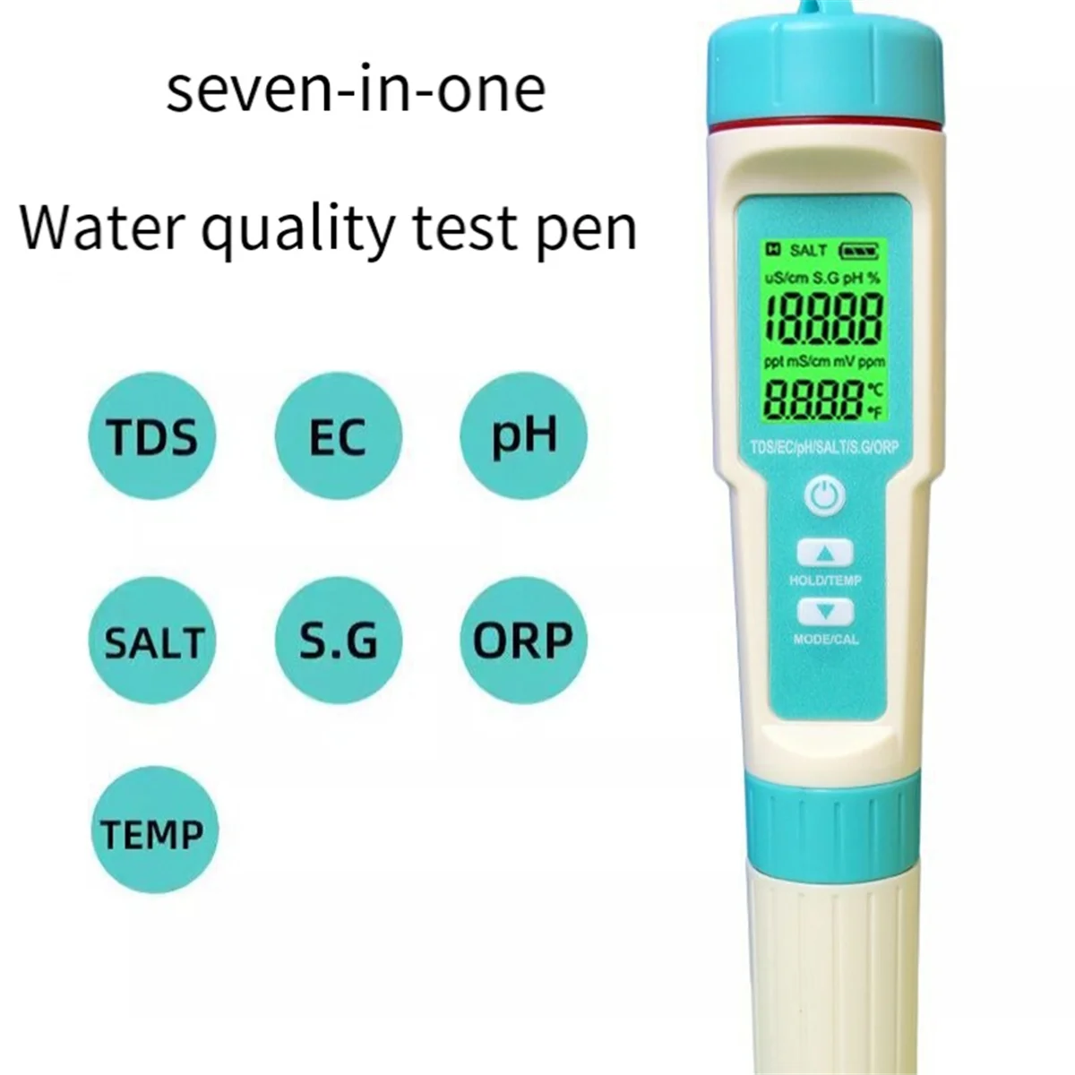 SEMOIC 7 in 1 Water Quality Tester PH/TDS/EC/ORP/Salinity/S. G/TEMP High Accuracy Water Quality Test Pen IP67 Digital PH Meter