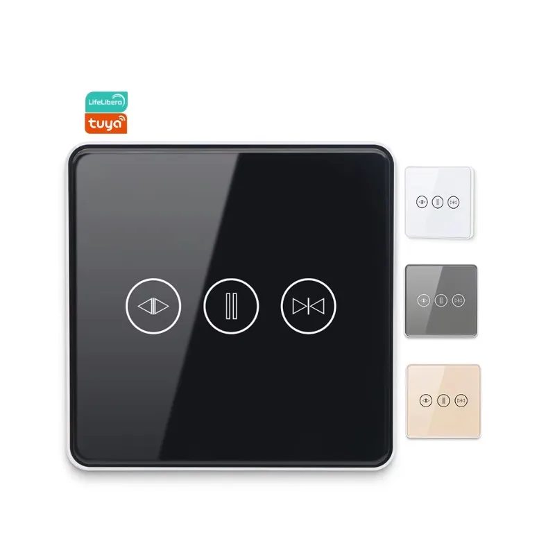 

Smart Home Tuya WiFi ZigBee Touch Panel Tempered Glass Aluminum Frame Smart Curtain Switch 1 Group and 2 Group