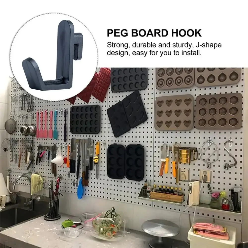 10Pcs Storage Rack Organizer Hole Board Hook J Shape Wall Mount Oblique Hanger Hardware Tool Utility Locking Kit Pegboard Hook