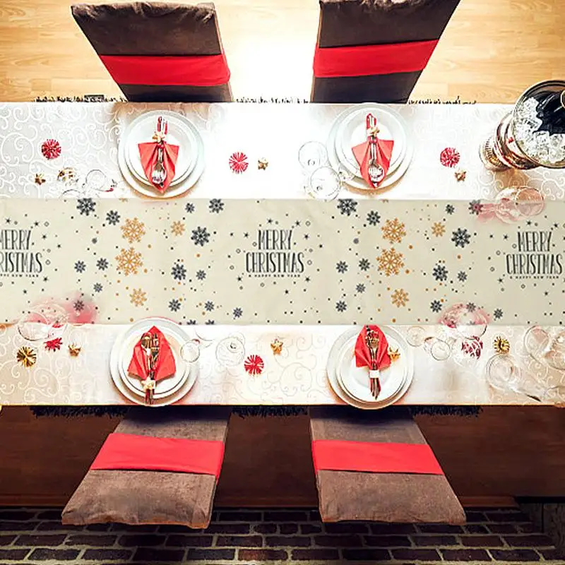 Santa Table Runner Winter Christmas Table Cover 13x72inch/33x180cm Snowflake Farmhouse Table Runner Red Black Plaid Table Cloth