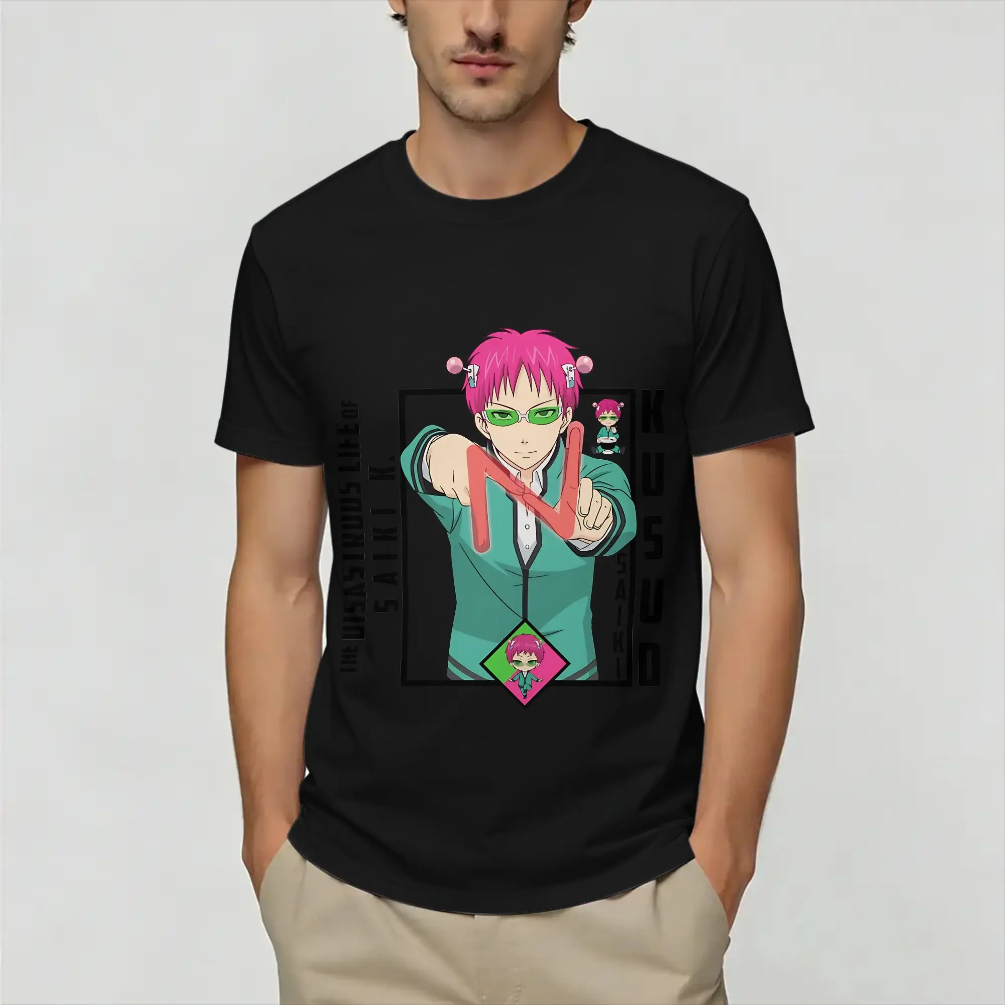 The Disastrous Life of Saiki K  T Shirt for Men Cotton Vintage T-Shirts O Neck  Tees Short Sleeve Clothing New Arrival