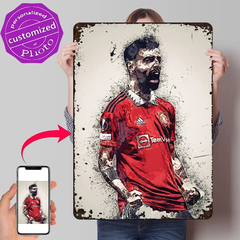 Bruno Fernandes Splatter Poster Retro 3D Printed Metal Signs Customized Wall Hanging Gift for Vintage Decoration Gaming Tin Sign