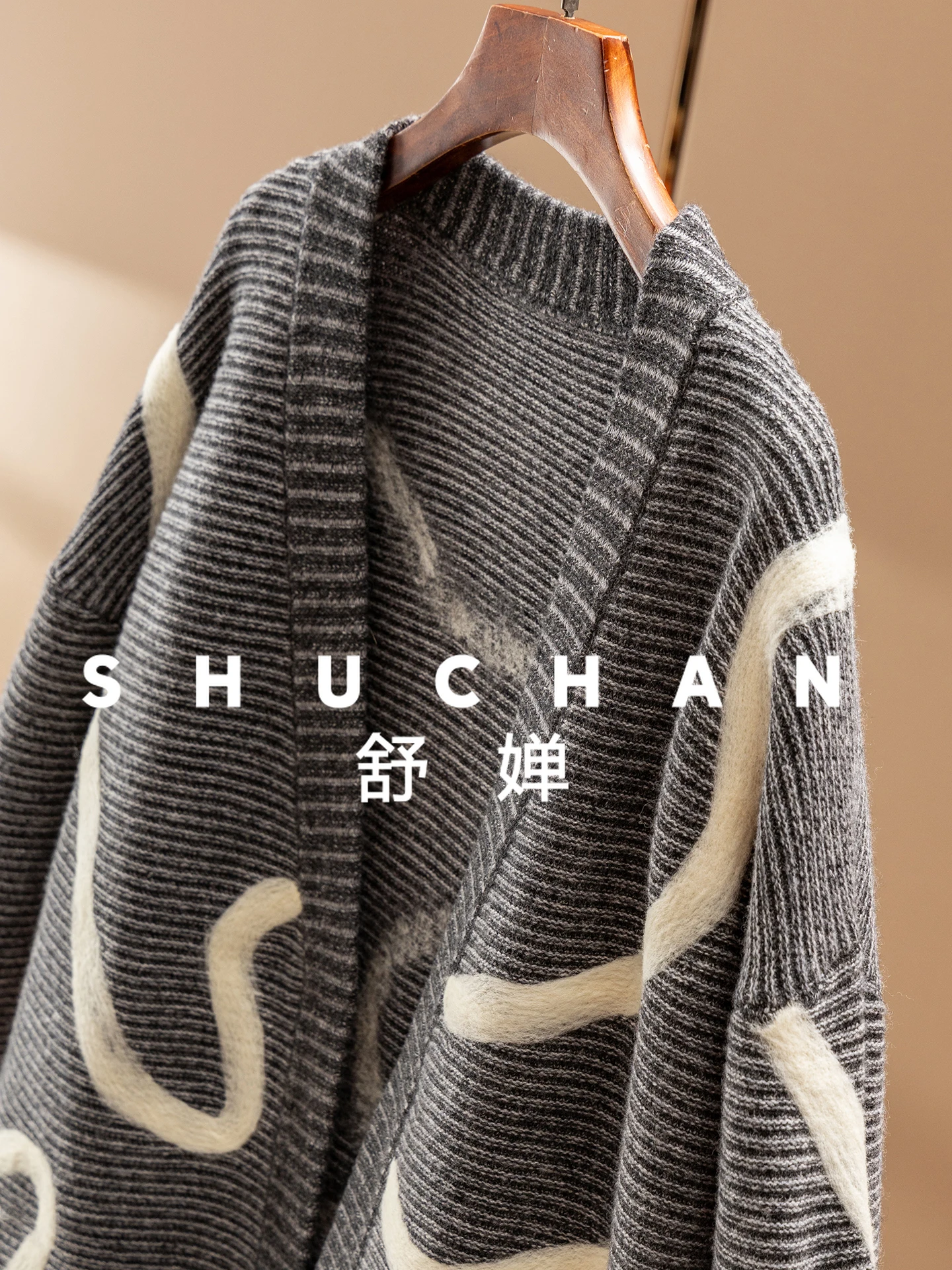 510g 100 ウールナチュラルカーブジャカードバックルフリーセーターカーディガン女性用 6Y80 女性用セーターカーディガンフェミニノ