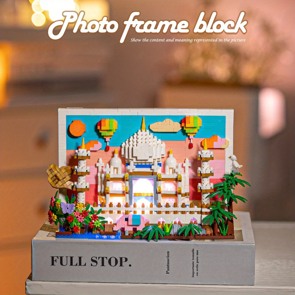 Pink Castle Building Blocks 3D Postcard Building Assemble Model Bricks Creative Desktop Decoration Children\'s Holiday Gifts