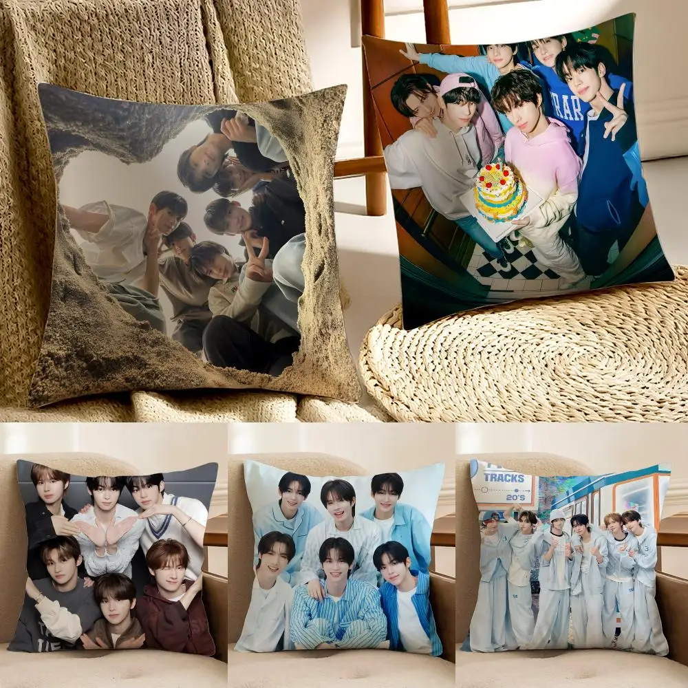 Energetic Kpopgroup T-TWS Cushion Cover Faux fur decorative Dark academia style Cat scratching post Rustic Spa pillow cover