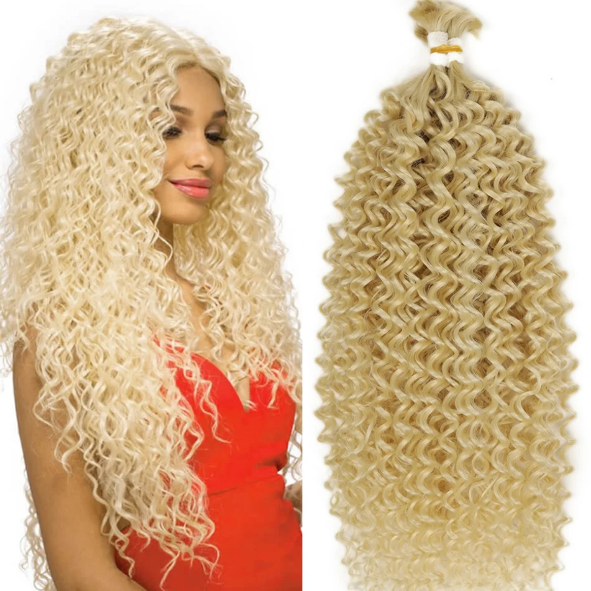 

Boho Braids Synthetic Bulk Braiding Hair Water Wave Organic Fiber Bulk Hair No Weft Kinky Curly Bundle Hair For Braiding