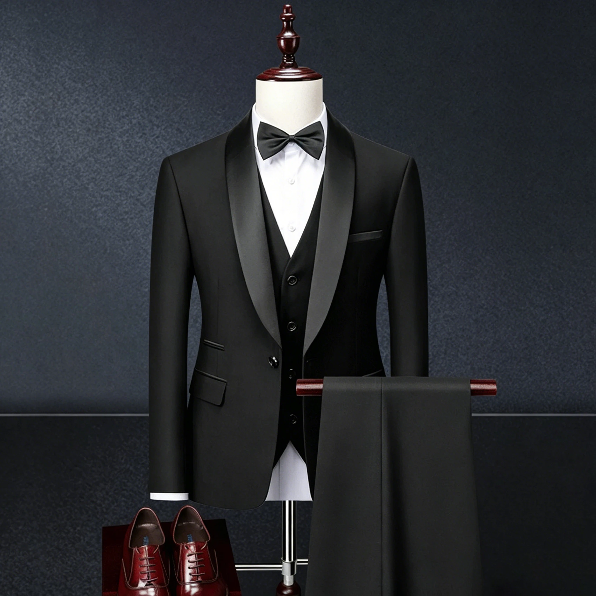 US XXS-3XL Herren Business Smoking Anzug Hochwertige Marken-Boutique Mode Blazer Weste Hose Bräutigam Hochzeitsanzug Party-Anzug