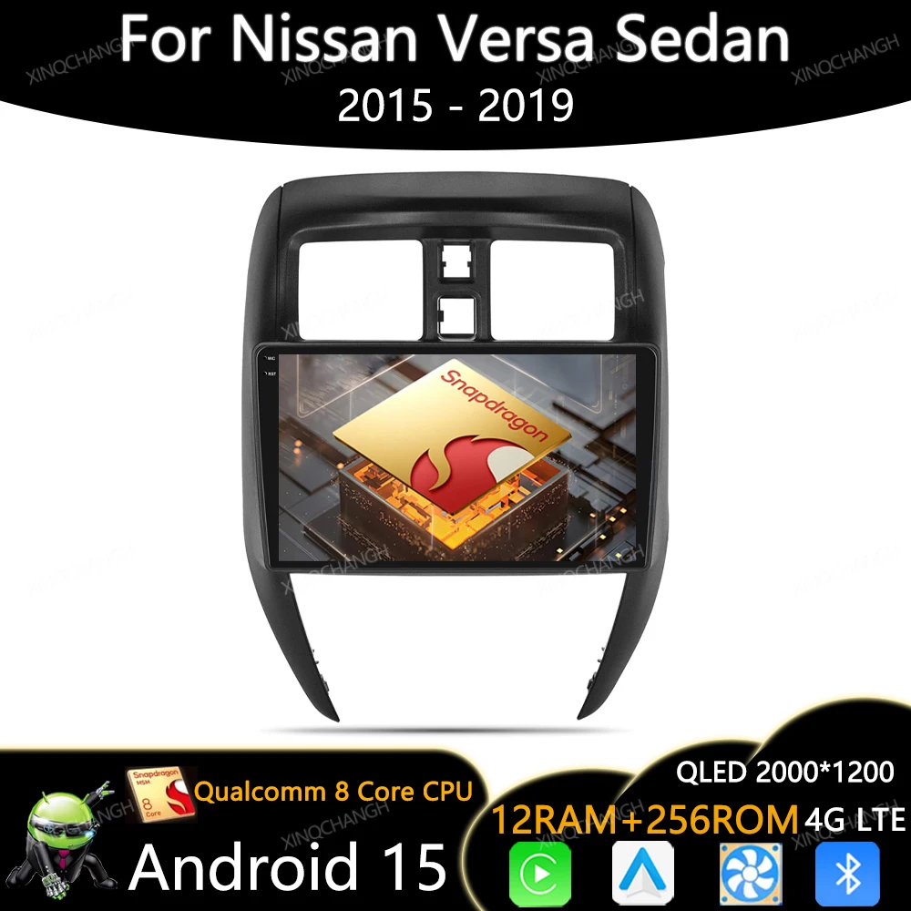 Android 16 Car Radio For Nissan Versa Sedan 2015 - 2019 Multimedia Video Player 4G LTE 5G WIFI QLED GPS Carplay Auto Qualcomm BT
