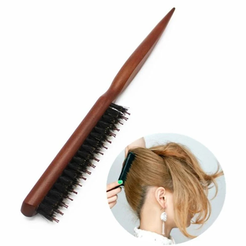 

Professional Salon Three Rows Bristle Scraper Comb Teasing Back Hair Brushes Wood Slim Line Comb 24cm/ 9.45inch