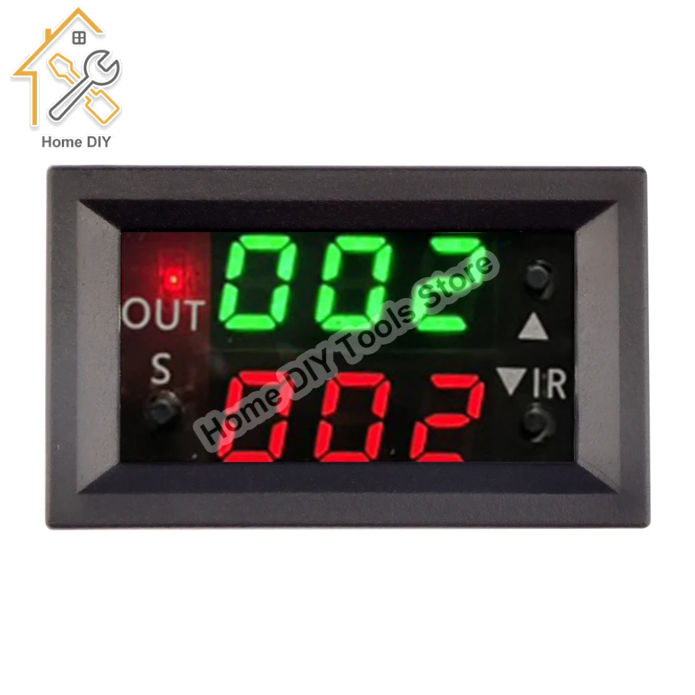 T2401-O DC 12V, módulo de relé de tiempo de doble visualización, relé de retardo de tiempo, mini temporizador digital LED, temporizador de tiempo de retardo, interruptor de control de ciclo