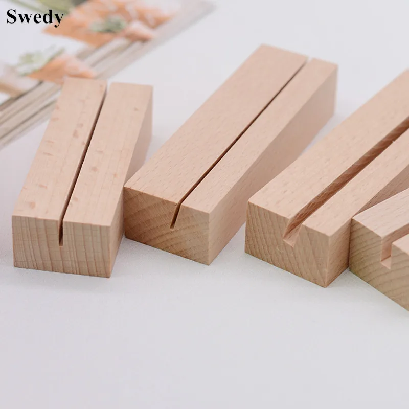 1Pcs Natural Wood Name Memo Clips Photo Holder Clamp Business Card Stand Desktop Message Organizer Table Number Name Card Holder