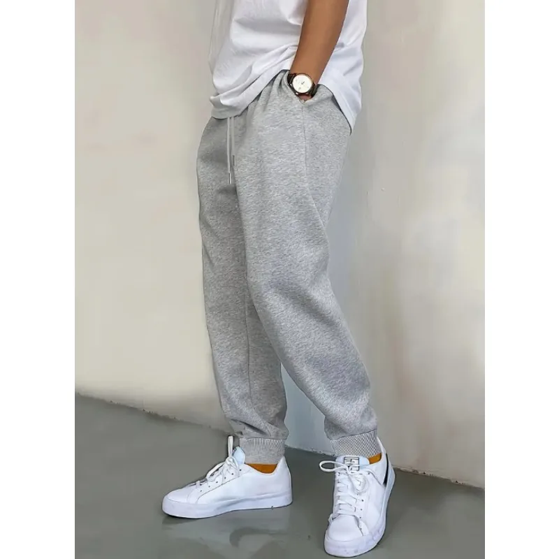 

Американские уличные мужские теплые брюки для фитнеса на осень и зиму, новые однотонные повседневные спортивные штаны