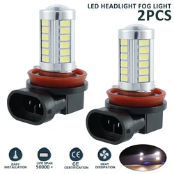 2Pcs H8/H11 Auto LED Fog Light Bulbs 660LM 6000K White Car Driving Running Lamp 12V Plug and Play Car Attachment Replacement