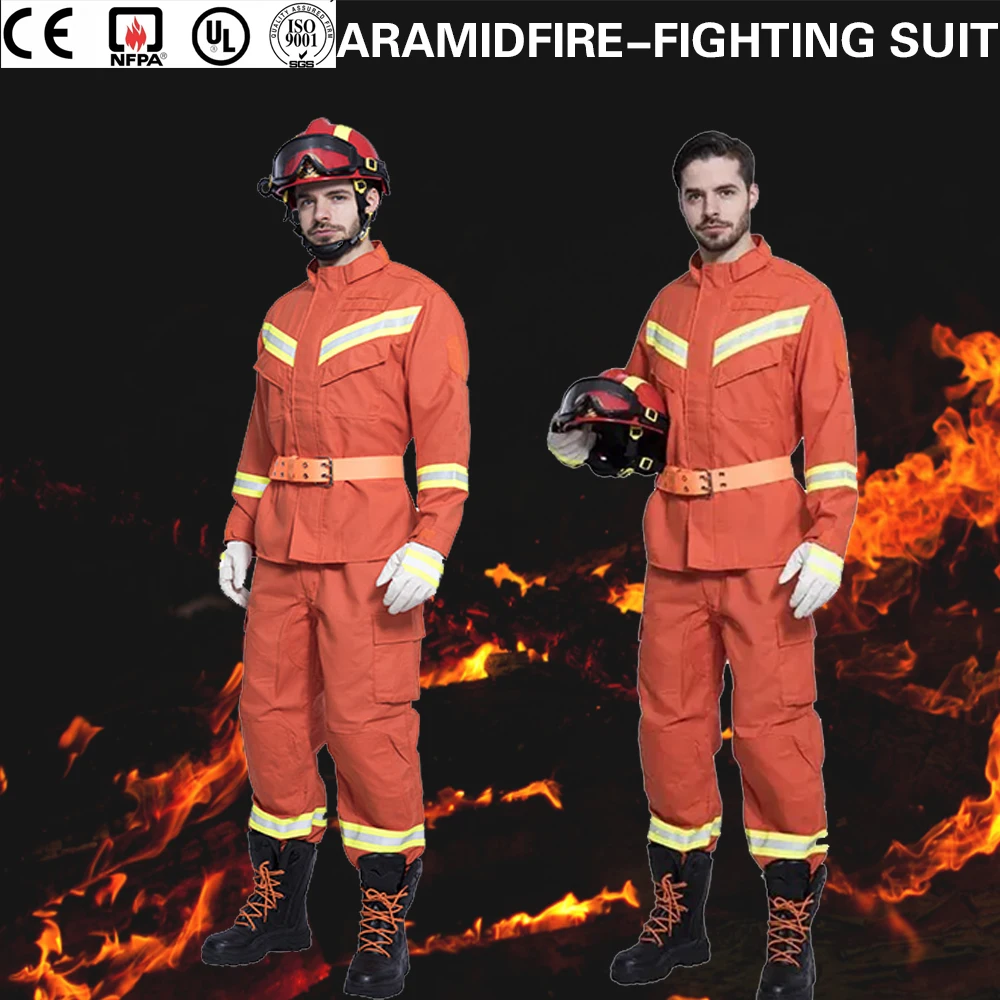 Tuta antincendio Standard europeo abbigliamento da lavoro per vigile del fuoco uniforme protettiva resistente al fuoco ignifuga ignifuga per vigile del fuoco