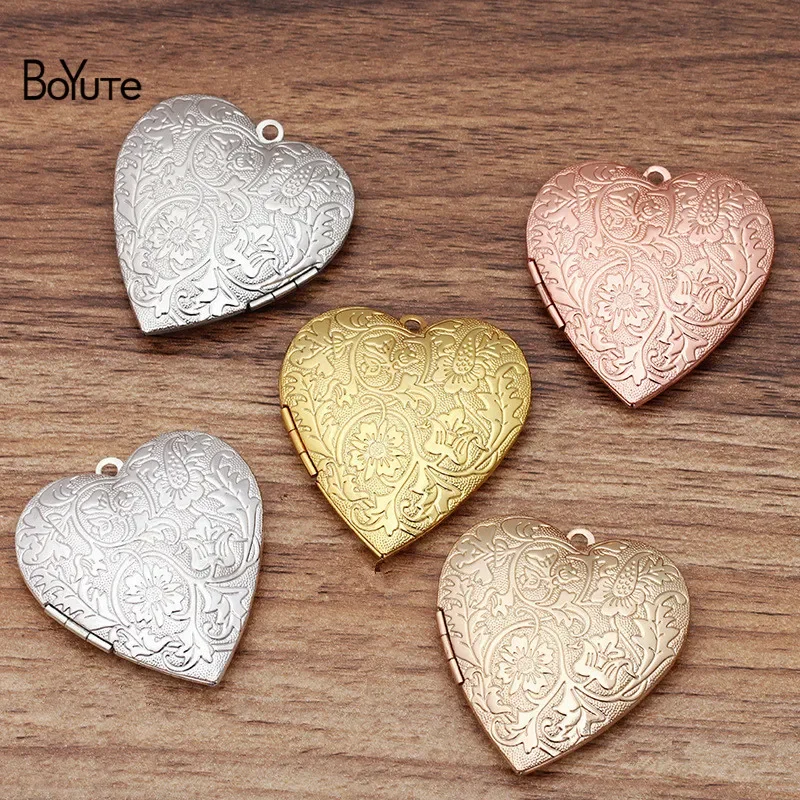 BoYuTe (5 Pieces/Lot) 40*9MM Metal Brass Heart Locket Pendant Floating Photo Locket Pendant Factory Direct Wholesale