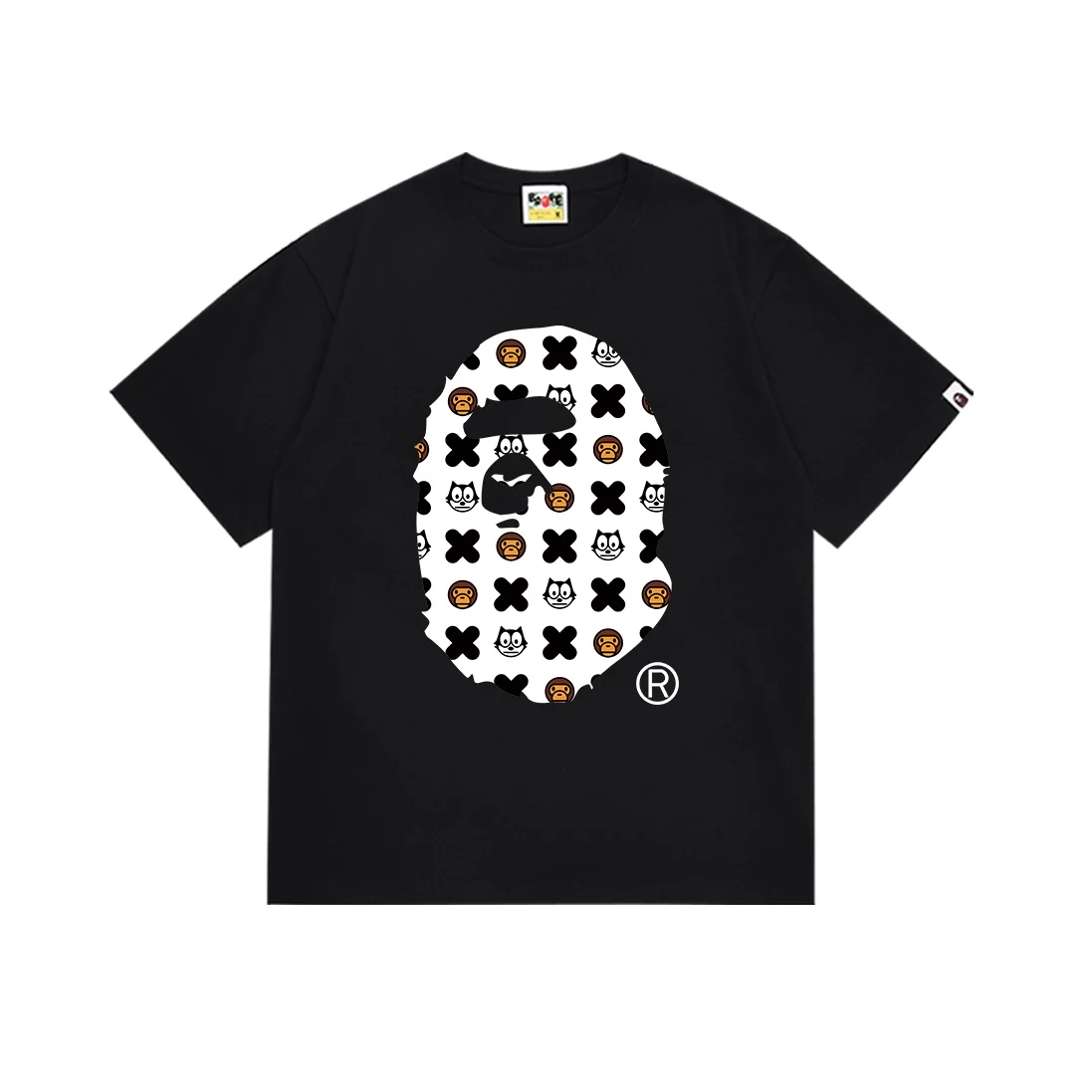 Bape-Camiseta de algodón de gran tamaño para hombre y mujer, Camiseta holgada de manga corta a la moda para verano