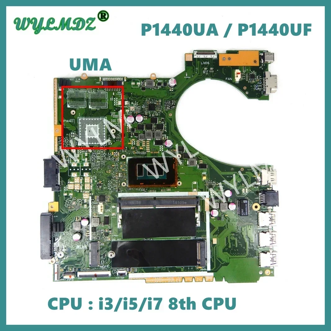 P1440UF Mainboard For Asus PRO P1440 P1440UA P1440UF P1440UB P1440U Laptop Motherboard w/ i3/i5/i7 8th CPU