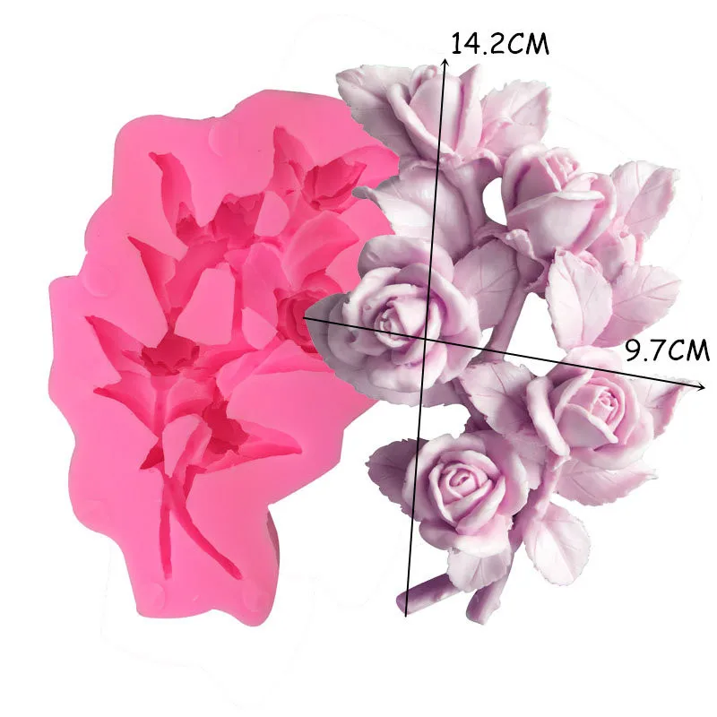 DIY Bunch of Roses Modeling Silicone Mold Hua Teng Cake Decoration Mold Handmade Chocolate Fondant Tools.