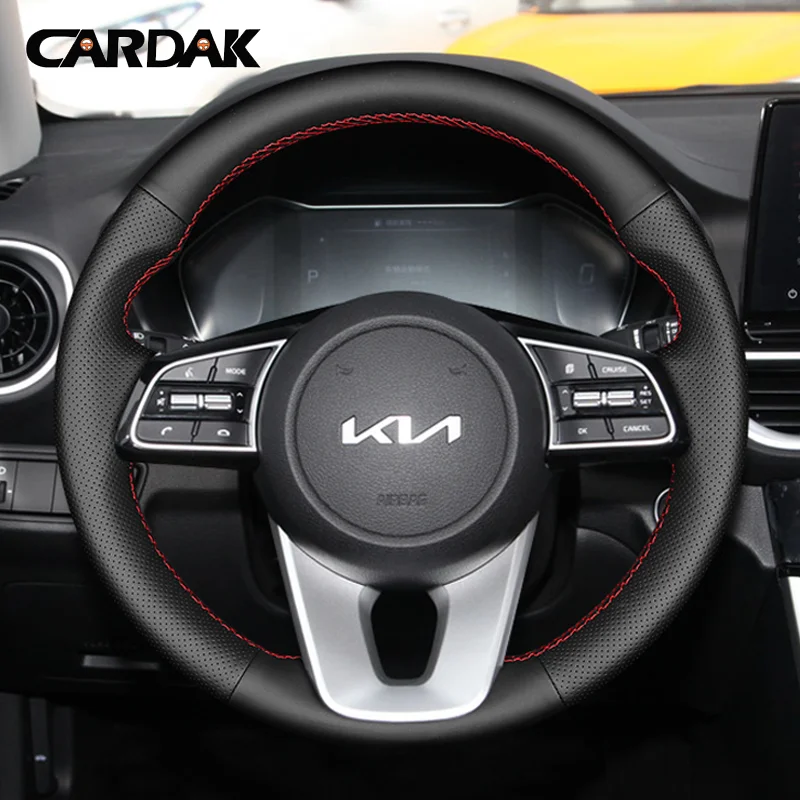 

Custom Leather Car Steering Wheel Cover 100% Fit For Kia K5 Optima 2018 2019 Sportage 3 2019 Forte Ceed Cee'd 2017 2018 2019