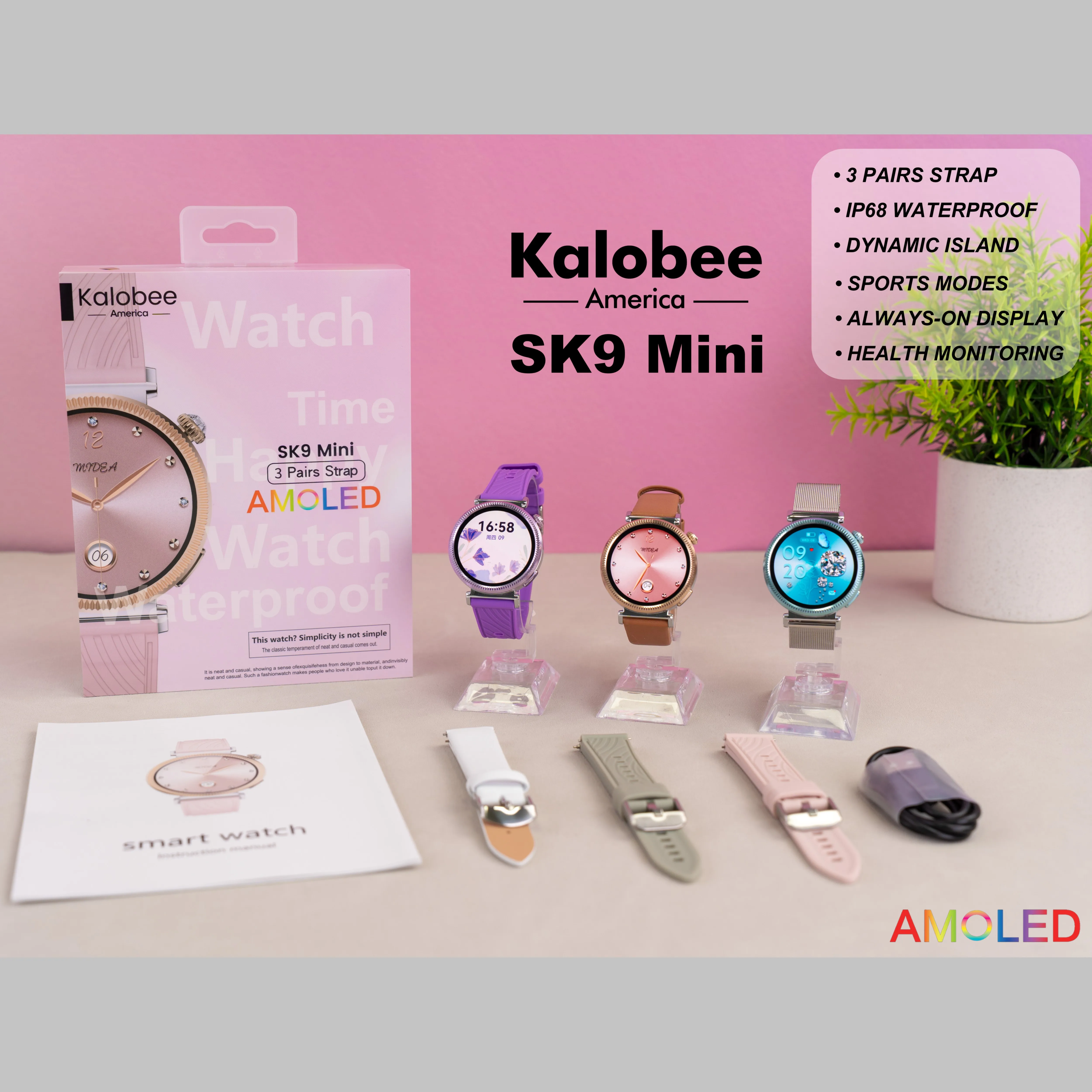 

Kalobee SK9 MiNiKalobee SK9 Mini 1.18-inch AMOLD fashionable women's health monitoring multi-exercise mode anti-loss smartwatch