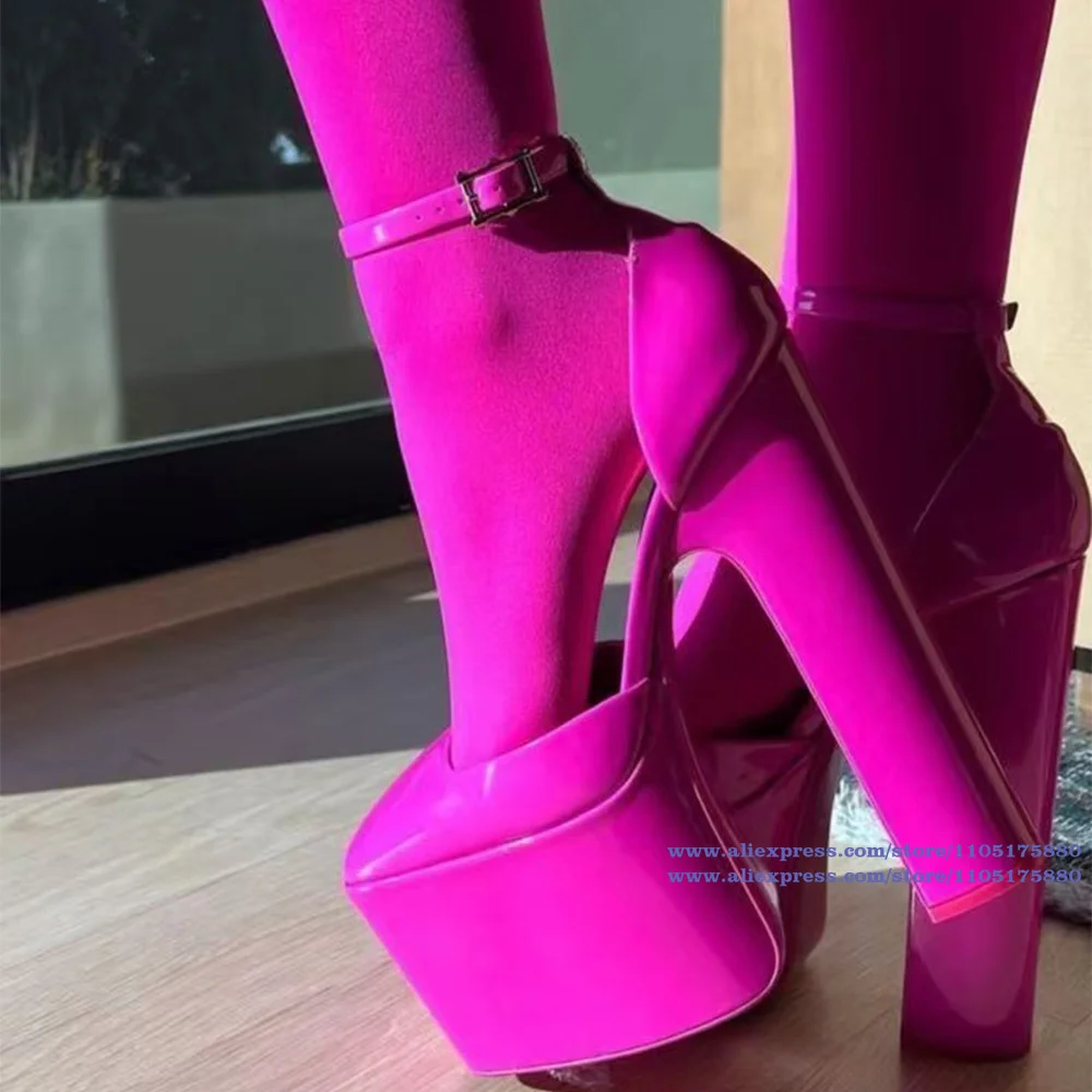 

Platform Chunky Heel Sandals Square Toe Ankle Buckle Strap High Heels Pumps Elegant Dress Party Shoes Sandalias De Mujer Verano