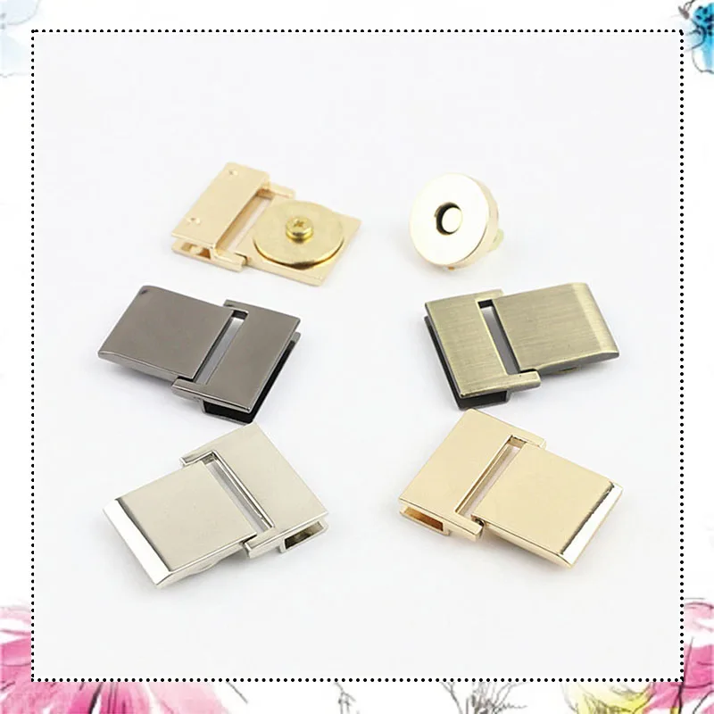 4Pcs 24X31mm Square Bag Magnetic Button Lock Clasp Metal Handbag Pushed Lock Snap Buckle Hook Replacement Closure Accessories