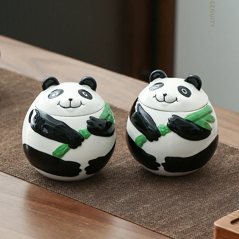 

High End Internet Celebrity Tea Cans Sealed Moisture-proof Mini Portable Storage Creative Boutique Panda Empty Can Ornaments