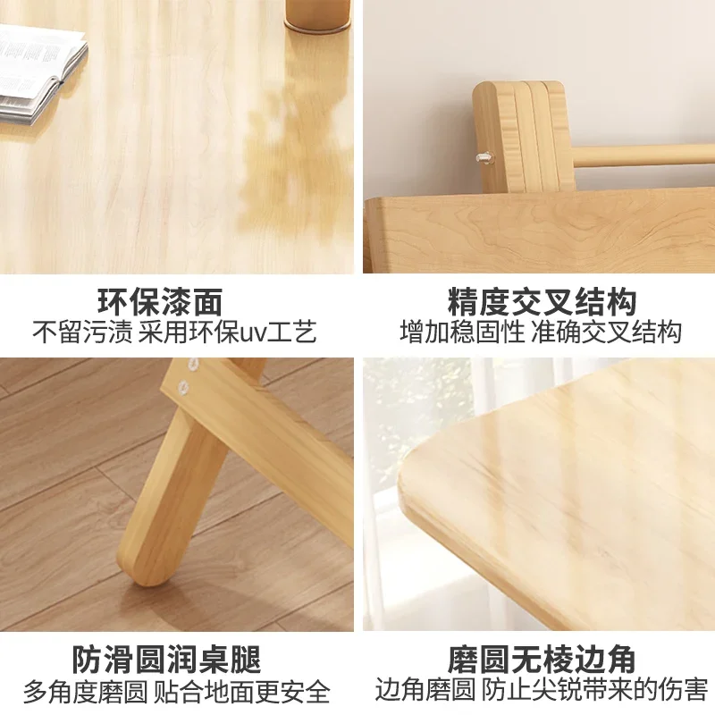 Solid Wood Dining Table Foldable Household Small Apartment Eating Rectangular Foldable Square Table Simple Small Table