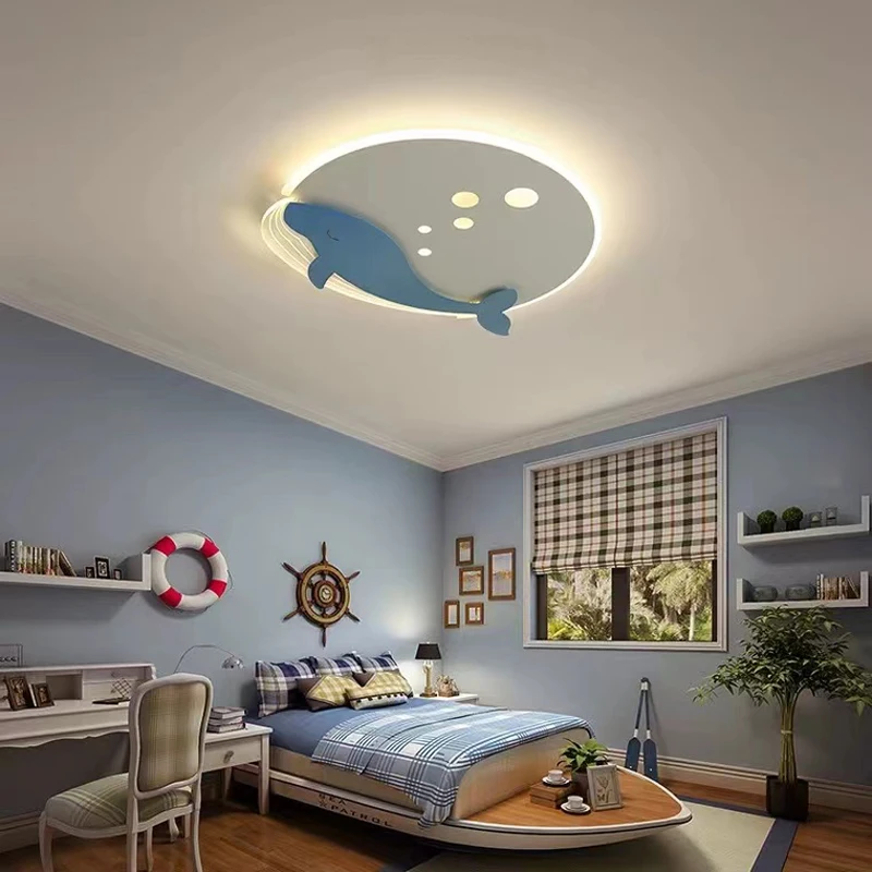 Dimmable Led Ceiling Lamp for Children Baby Boys Girls Bedroom Study Dolphin Ceiling Lights Kids room decor Chandelier Plafon