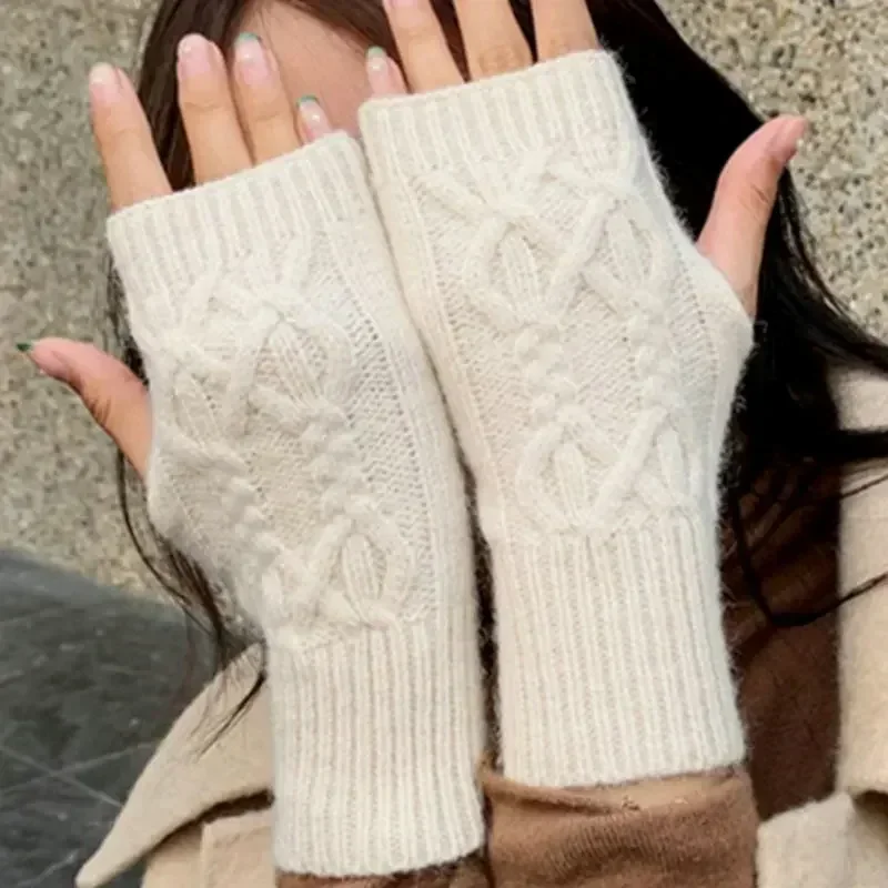 Unisex Half Finger Gloves for Women Winter Soft Warm Wool Knitting Arm Gloves Soft Warm Half Finger Handschoenen Mitten Guantes