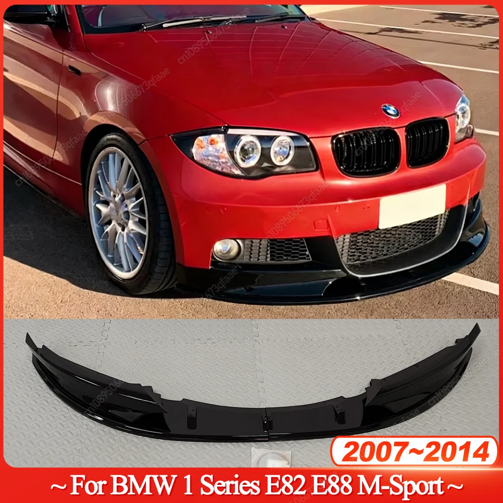 Kit carrosserie tuning noir brillant 4 pièces pour pare-chocs avant BMW Série 1 E82 E88 118d 120i 120d 123d 125i 135i M-Sport 2007-2014