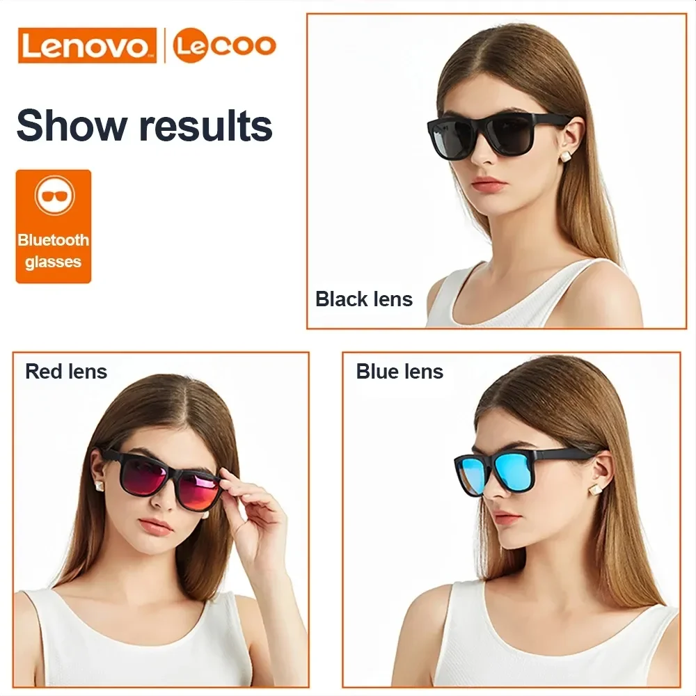 Collezione AliExpress Lenovo Lecoo Smart occhiali da sole cuffie C8 Sport all'aria aperta chiamata telefonica HiFi occhiali da vista musicali Bluetooth 5.0 guida Wireless Anti blu