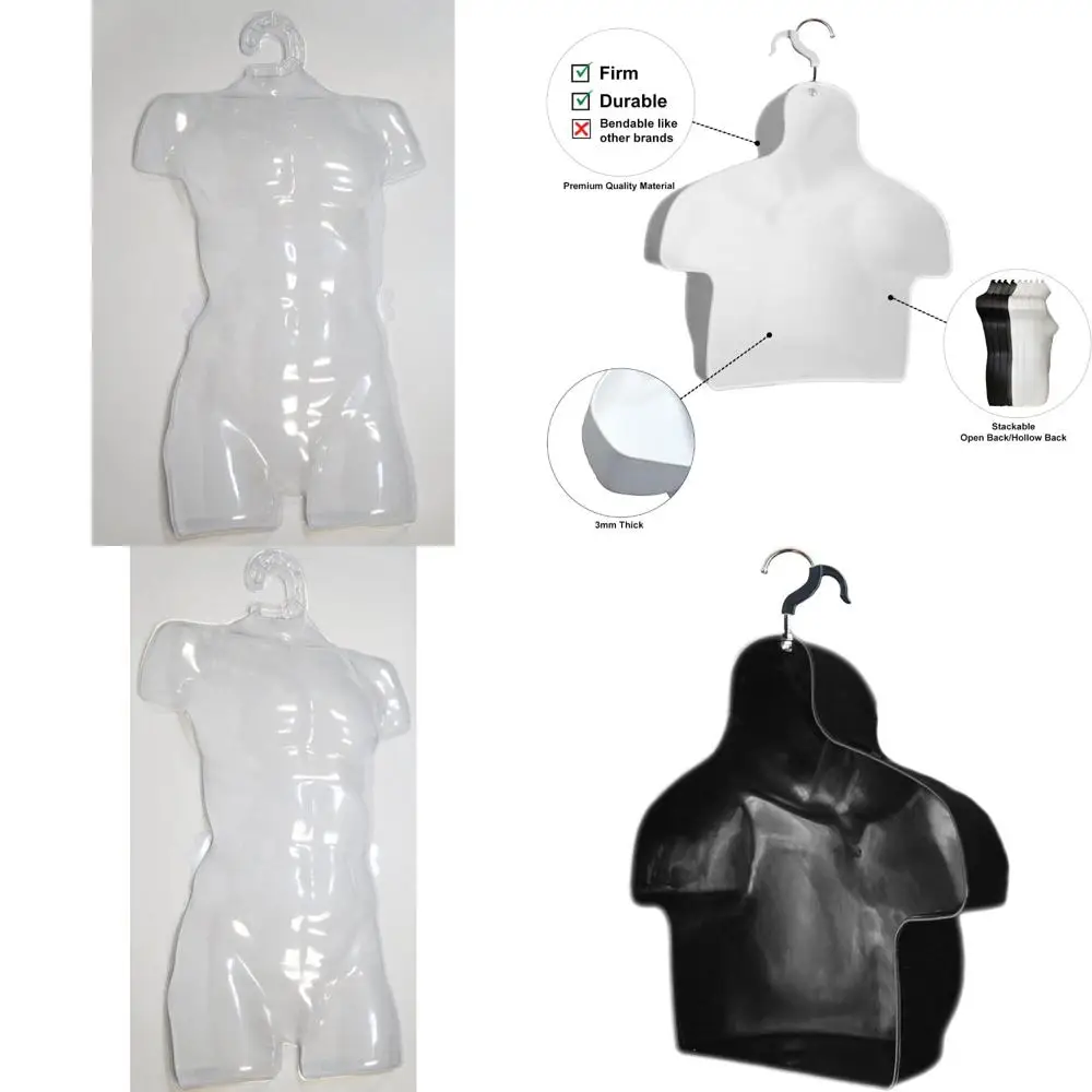 

Clear Male Mannequin Torso Set, Plastic Body Forms for Men, 10-Pack Display Models
