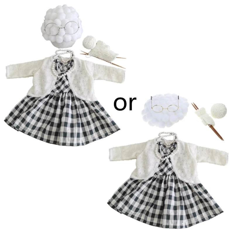 

N80C Grandma Suits Baby Photography Photo Props Knittings Infant Children Decoration