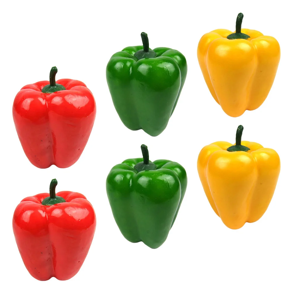 

6 Pcs Simulation Bell Pepper Model Piment Chilli Plants Decor Home Fake Vegetable Decorate