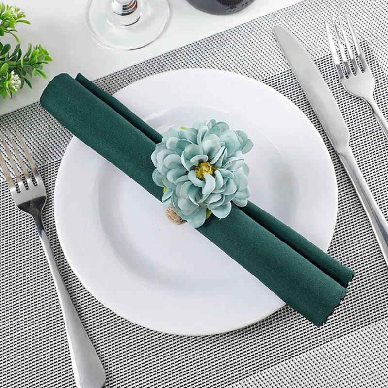 4pcs/pack Flower Napkin Ring Napkin Holder Dinner Table Decorations Wedding Valentine\'s Banquet Lily Chrysanthemum Rings