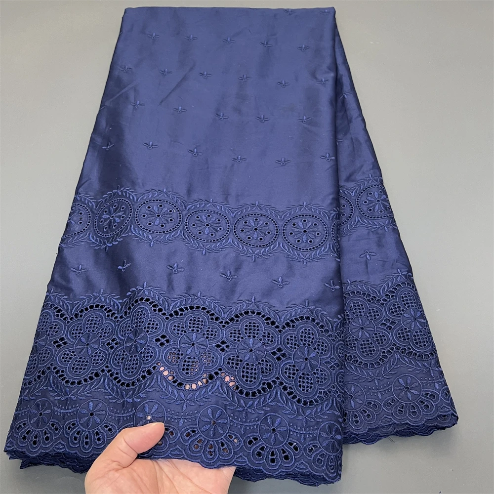 2024 Soft Cotton Lace For Men and Women Polished African Voile Lace Fabric High Quality 5 Yards Nigerian Dubai Swiss Wear