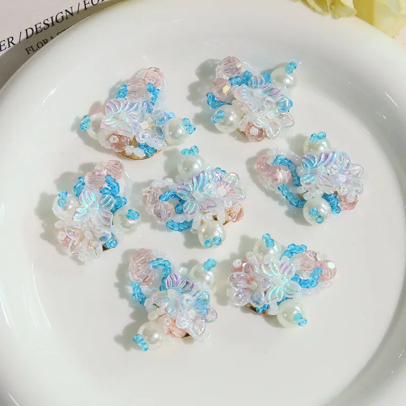 Shoe Charms 1 Piece Shimmering Faux Pearl Beaded Flower Butterfly DIY for Jelly Sandals Clog Summer Resort Korean