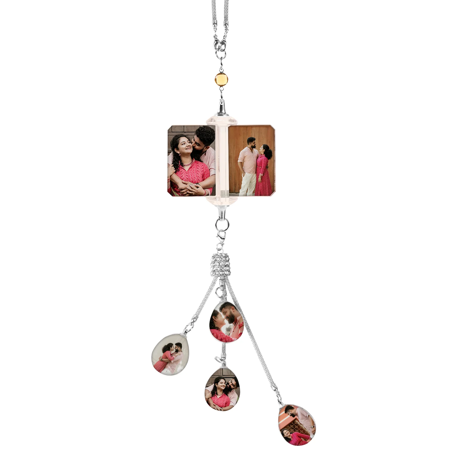 

Personalized Photo Crystal Ornaments Custom Picture Car RearView Mirror Pendant Decor Christmas Tree Decor Room Hanging Decor