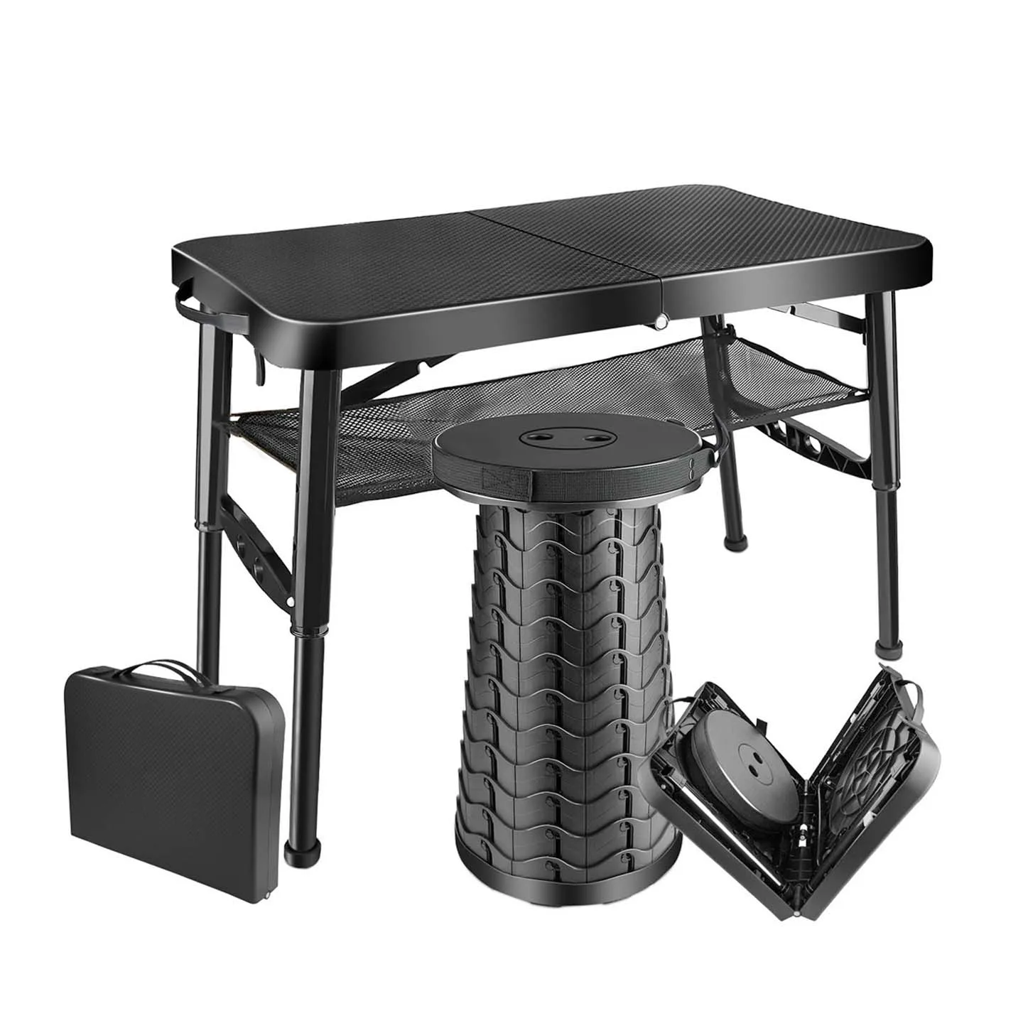 

Adjustable Height Folding Stool/Chair Lightweight Portable Outdoor Stool with & Non-Slip Feet for Camping, Hiking, Fishing