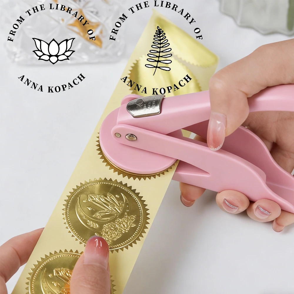 Buch-Embosser-Stempel, individueller Text, Bucheinband, personalisiertes Logo-Design, Prägestempel für geschäftliche Hochzeit, Papierkarten-Dekoration