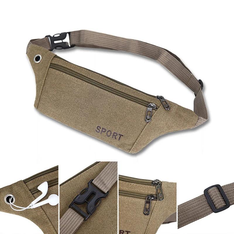 Canvas Fit Waistpack para homens, móvel, anti-roubo, ultra fino, lona invisível, ao ar livre, lazer, corrida