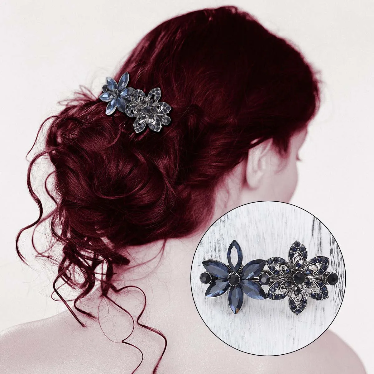 

Rhinestone Hair Clip for Special Occasions Barrette Hairpin Light Weight Elegant Clips Flower-shaped