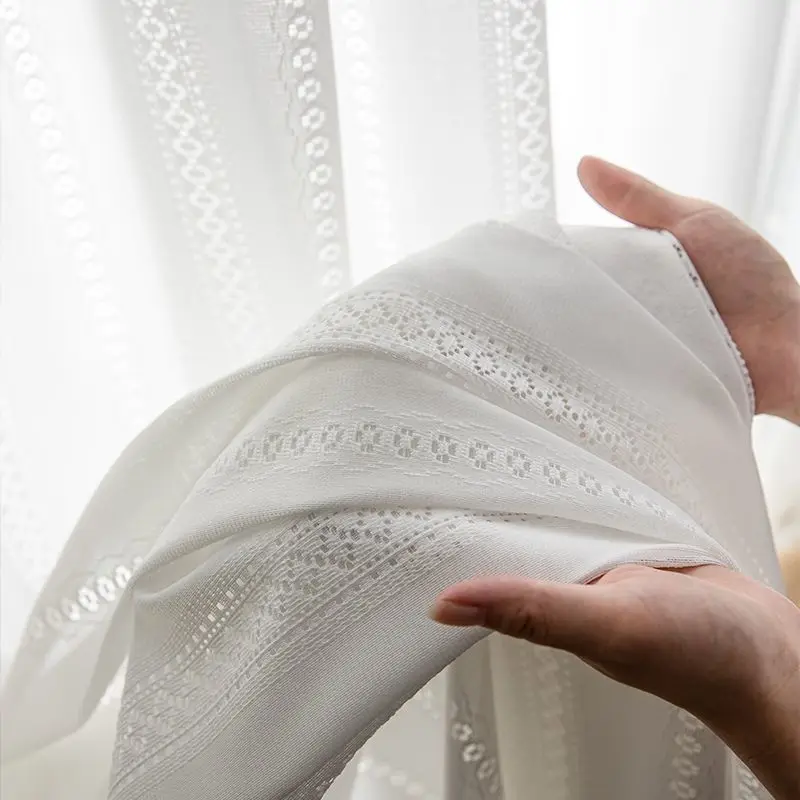 White Tulle Curtains for Bedroom Semi Sheer Window Treatments Light Filtering Living Room Elegant Length Customize Size Curtains