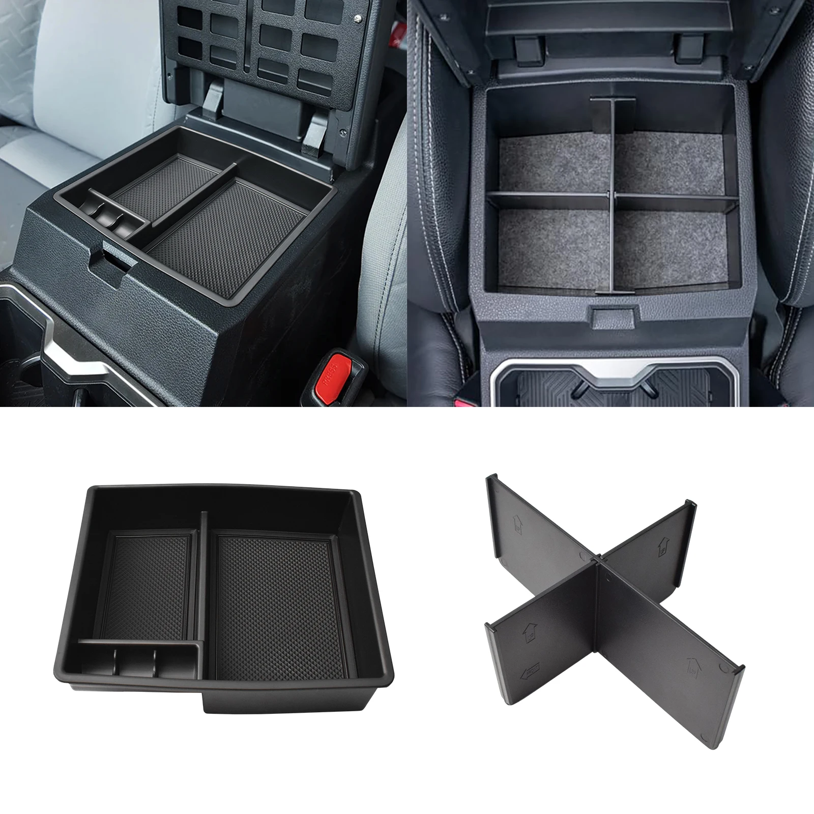 

Tucknbox 2PCS Center Console Organizer Compatible with 2024 2025 Toyota Tacoma Armrest Dividers Tray Car Secondary Storage Box