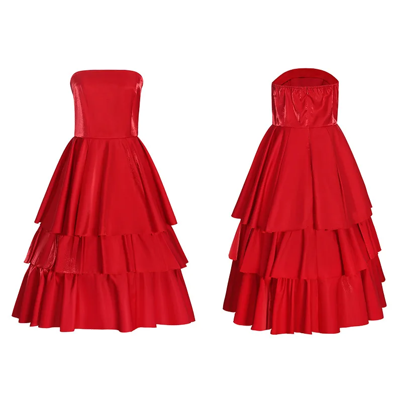 Red Frieren Costume Dress Anime Frieren Beyond Journey's End Cosplay Wig Outfit Set Halloween Party Charistmas for Women Girl